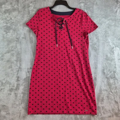 Tommy Hilfiger Camisa Vestido Mujer Grande Rojo Estampado Estrella Con Cordones Patriótico EE. UU. Foto 1 de 4