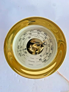 4 1/2 Inch Brass Chelsea Bell's Clock Barometer - 20625 - Picture 1 of 12