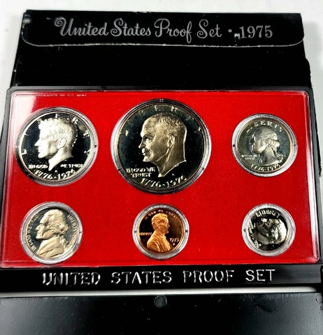 1975-S United States PROOF US Mint Issued Coins In Original Mint Case & Folder Cover