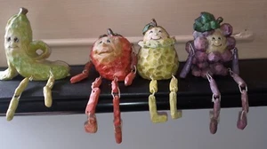 Vintage Fruit Shelf Sitters Lot Set 4 Anthropomorphic Kitchen Cute Smiling  - Picture 1 of 8