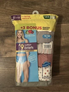 Fruit of the Loom Cotton Briefs - Womens - Size 10/3x - Pack Of 9 - Picture 1 of 2