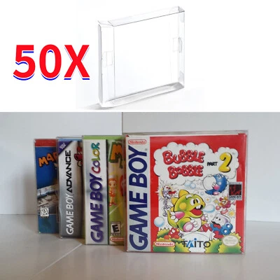 50 Game Boy Virtual Color CIB GAME BOX Protectors Clear Plastic Sleeve GBA Case - Image 1 of 4