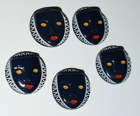 Vintage Art Deco Mask Glass Buttons Modernism Couture 1930 Nr. Mint Cover