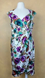 Maggy L. Petite Floral Dress Cut Out Back Sexy Faux Wrap Style Missing Size Tag - Picture 1 of 10