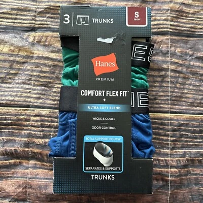 Calzoncillos Hanes Premium para hombre con bolsa de soporte total 3pk gris/azul/verde, pequeños Foto 1 de 4