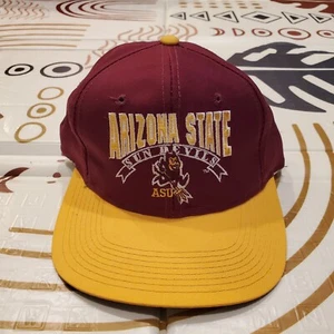 Vintage Arizona State Sun Devils Snapback Spellout Hat Cap College RARE 90s Game - Picture 1 of 12