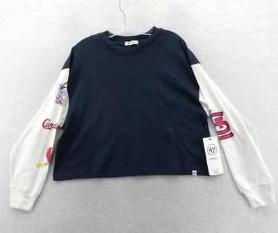 St Louis Cardinals Sweater Womens Small Relaxed '47 Brand Blue Light Knit New - Image 1 of 4