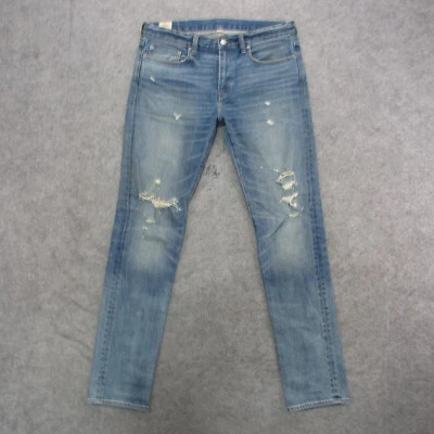 J.Crew Jeans Men's 33x34 Blue Medium Wash Distressed Slim Straight Leg Jeans - Image 1 of 4