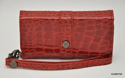 New Nicole Miller Smartphone iPhone 5 Leatherette Flip Case Wristlet ~Red Croco - Изображение 1 из 4