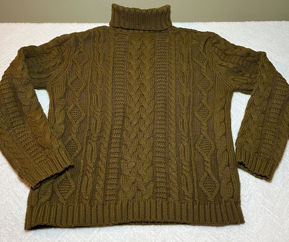 Suéter ASOS M Tejido con Cable Cuello Alto Mezcla de Lana Preppy Academia Twee Pescador Foto 1 de 4