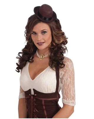 Brown Mini Derby Bowler Hat - Clip on - Steampunk Victorian - One Size - Image 1 of 2