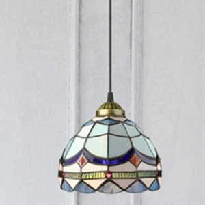 Classical Style  Semi Flush Mount Ceiling Light Blue Tiffany Shade Island Light  - Picture 1 of 9
