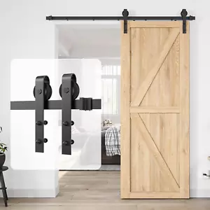 6Ft Heavy Duty Sturdy Sliding Barn Door Hardware Kit Single Door - Smoothly and - Picture 1 of 12