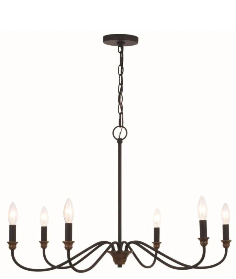 Vaxcel Lighting H0265 Annabelle 6 Light 30"W Taper Candle - Matte Black /
