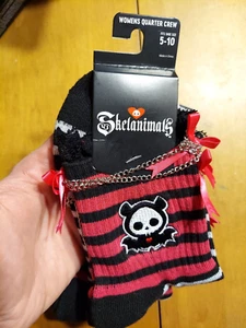 Skelanimals Damen Quarter Crew Stiefelette Fledermaus Schuhgröße 5-10 Socken Hasbro - Bild 1 von 5