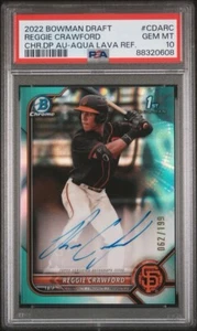 2022 Bowman Chrome Draft Reggie Crawford Aqua Lava Refractor Auto #/199 PSA 10 - Bild 1 von 3