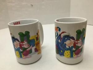 2 Jumbo Winnie The Pooh 2002 Christmas 15oz Coffee Mug w/ Eeyore Piglet & Tigger - Picture 1 of 6