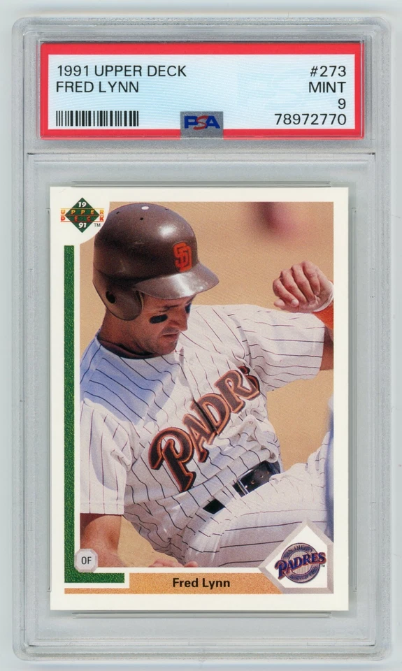 1991 UPPER DECK FRED LYNN #273 BOSTON RED SOX GREAT GOLD DUST PSA 9 MINT - Image 1 of 2