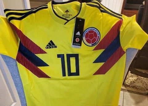 Adidas Men's JAMES Colombia Home Soccer Jersey, FT1475, Bright Yellow Cover