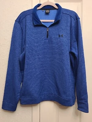 Para hombres Under Armour Golf Storm Suéter Polar 1/4 Cremallera Camisa L/S Azul Real Rayas Foto 1 de 4