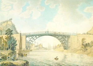 The Iron Bridge 1779, Shropshire,Original Vintage Postcard from a 1772 Engraving - Picture 1 of 1