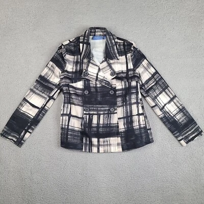 Chaqueta Blazer Simply Vera Mujer Pequeña Negra Blanca Botón a Cuadros Doble Pecho Foto 1 de 4