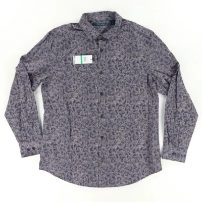 Camisa Perry Ellis Algodón Paisley Manga Larga Abotonada Rosa Para Hombre L Foto 1 de 4