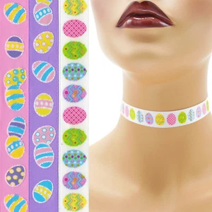 Girocollo pasquale 5/8 pollici (16 - 17 mm) collana personalizzata uova decorate stampate raso - Foto 1 di 7
