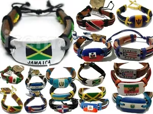 Bandiera Mini Bandiera Pelle Polsino Polso Polso Mano Bracciale Bracciale In Pelle Regalo - Foto 1 di 28