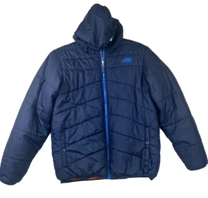 The North Face Boys' Reversible Hooded Jacket Blue Striped Size XLarge 18/20 - Picture 1 of 9