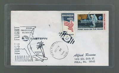 Primera cubierta de vuelo de Estados Unidos Baltimore a Montego Bay 1969 US Scott c76 aterrizaje lunar Foto 1 de 2