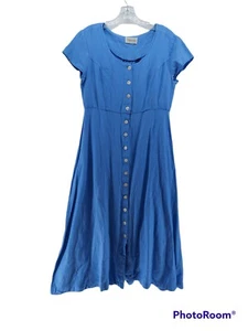 vintage chadwdicks dress size medium chambray boat neck front buttons long - Picture 1 of 8