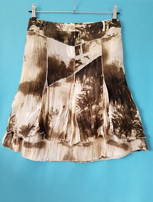 BiBA Crinkle Crash Rock DE 38 L Braun Brown TOP bügelfrei A-Linie NEU Knielang - Bild 1 von 4