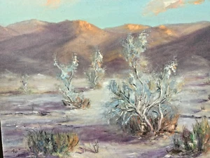 1974 Palm Desert Landscape CA Plein Air Original Oil Painting on Board 15H X 30W - Picture 1 of 7