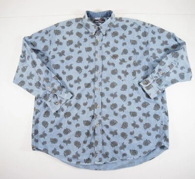 Vintage Guess Shirt Men Large Blue Button Down Chambray Paisley Georges Marciano - Image 1 of 4