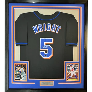 Framed Facsimile Autographed David Wright 35x39 New York Black Reprint Jersey - Picture 1 of 2