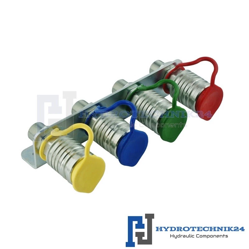 HYDROTECHNIK24 Set, Halter + 4x Kupplungsdose Schott + 4x Staubstecker (M18x1,5; M22x1,5)