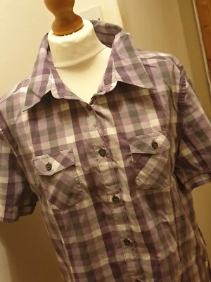 Crane - Purple check Short Sleeved Shirt - Size L - Image 1 of 4
