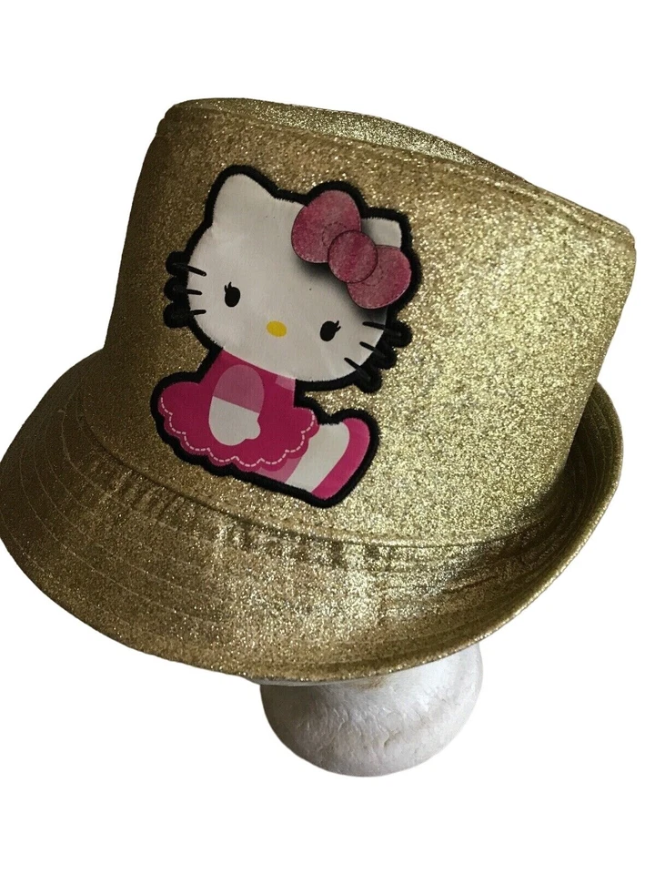 Шляпа-ведро Hello Kitty золотистая блестящая для детей - Изображение 1 из 4