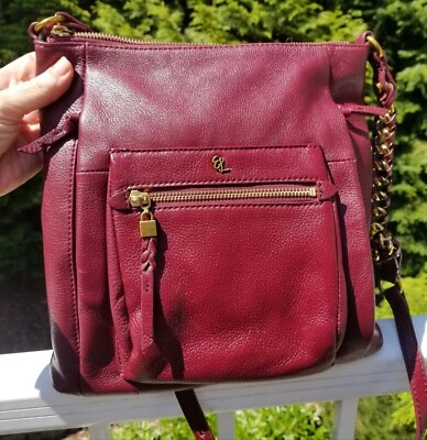 ELLIOTT LUCCA Gwen Bandolera Cuero Borgoña Bolso de Mano-Bolsillos Secretos con Cremallera Laterales Foto 1 de 4