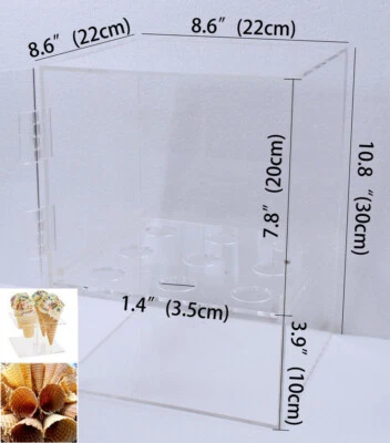 TECHTONGDA Nuevo Gabinete Cono Helado Acrílico Transparente 9 Agujeros 4mm Grosor Foto 1 de 4