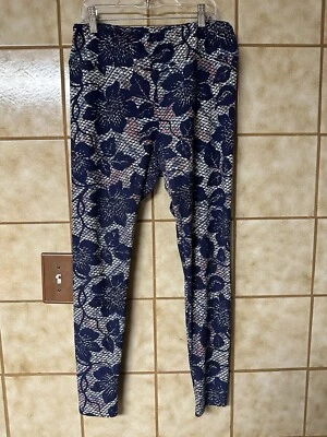 Leggings Florales Tropicales LuLaRoe, Talla Alta y Capri Curvilínea, Azul Rosa Athliesure Foto 1 de 4
