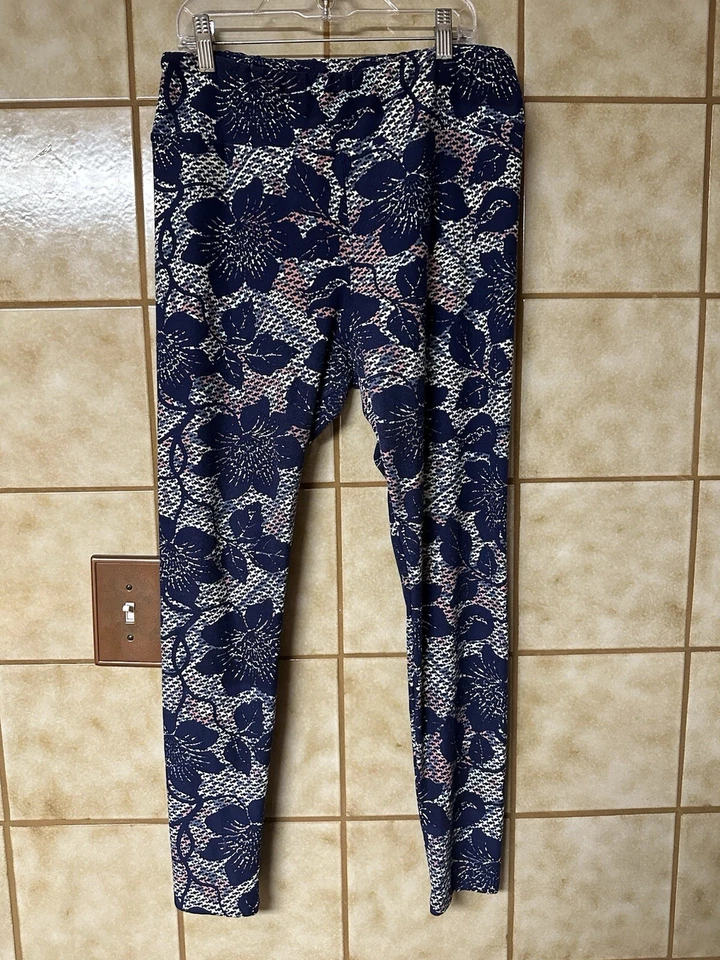 Leggings Florales Tropicales LuLaRoe, Talla Alta y Capri Curvilínea, Azul Rosa Athliesure Foto 1 de 4