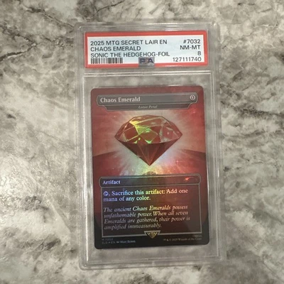 Chaos Emerald (Lotus Petal) Red 7032 Secret Lair Drop Sonic Bonus MTG PSA 8 - Image 1 of 2