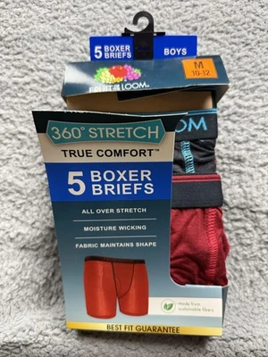 Paquete de 5 calzoncillos boxer Fruit of the Loom niños medianos 10-12 ropa interior elástica 360 Foto 1 de 4