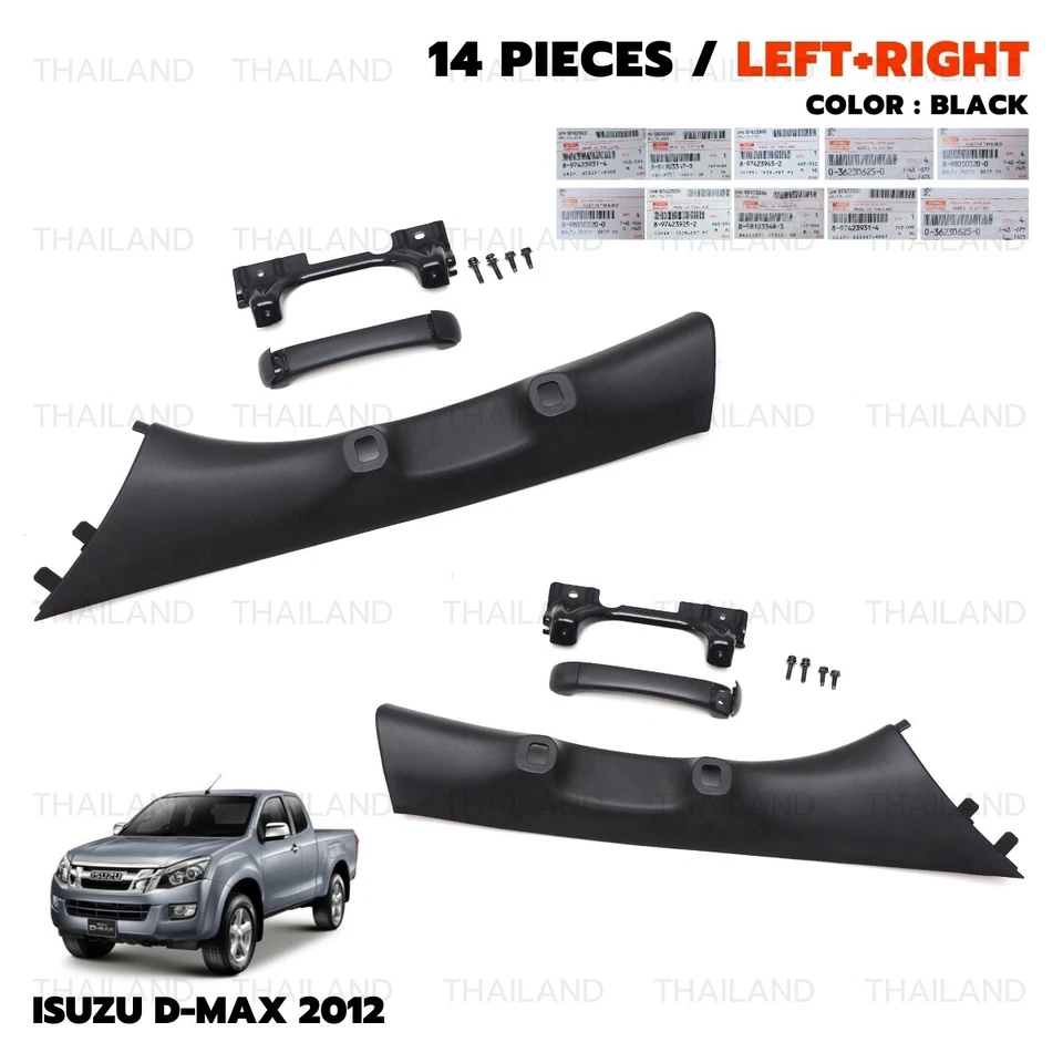 Black Front Lh+Rh A Pillar Trim For Isuzu/Holden D-Max Dmax Pick Up 2012 - 2019 Foto 1 de 4