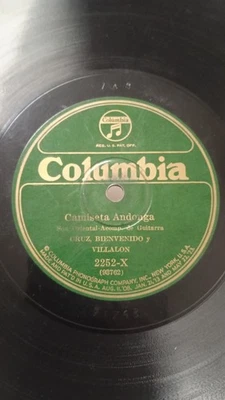 CUBAN 78 rpm. Bolero & Son oriental CRUZ, BIENVENIDO Y VILLALÓN. Esta chiquita - Image 1 of 4