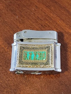 Encendedor Fisher Swing Line vintage con arte egipcio sin probar  Foto 1 de 4