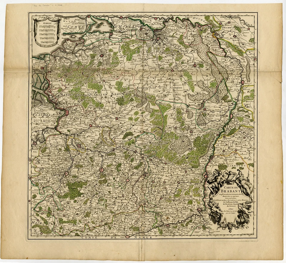 Impresión antigua-CARTE DE BRABANT-de l'Isle-1703 Foto 1 de 1
