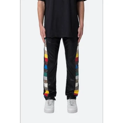 Pantalones rectos apilados negros de cuero sintético multicolor talla 36 MNML para hombre Foto 1 de 4